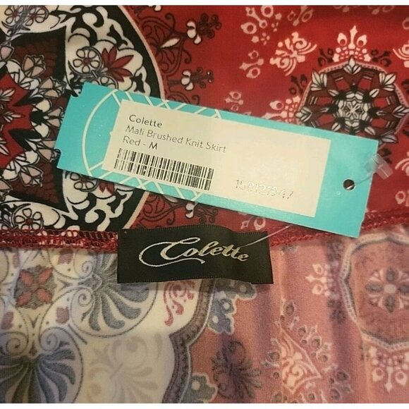 NWT Colette Women Medium Red Mali Brushed Knit Skirt Stitch Fix Boho 1970s Style - Picture 7 of 9